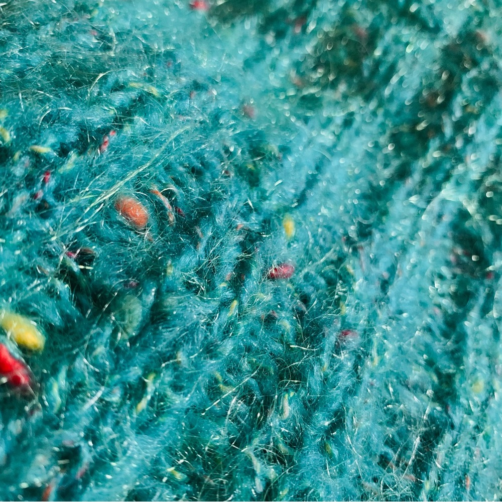 f u z z y :: Vintage Mohair Slouchy Turquoise Handmade Knit Sweater - Picture 10 of 14